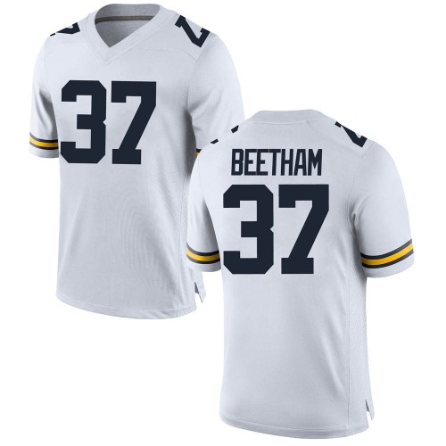 Josh Beetham Michigan Wolverines Youth NCAA #37 White Game Brand Jordan College Stitched Football Jersey NFV5354RM